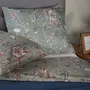 Pościel CLARAS z mikrofibry szara w liście i kwiaty 200x220 cm