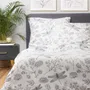 Pościel VELHO z mikrofibry biała w liście i kwiaty 200x220 cm