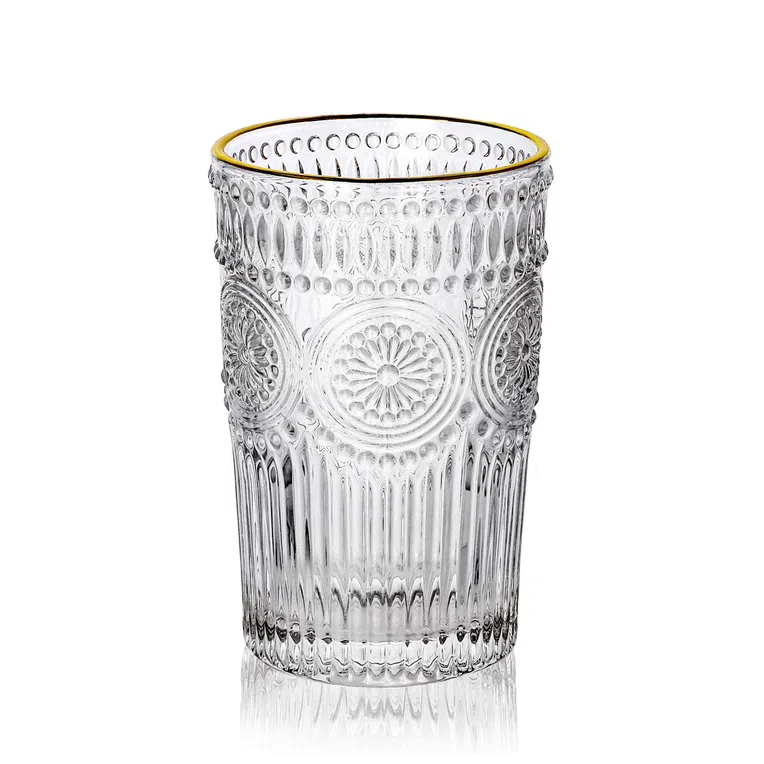 Szklanka BARREL wysoka ze złotą krawędzią 0,35 l