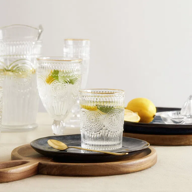 Szklanka BARREL niska ze złotą krawędzią 0,3 l