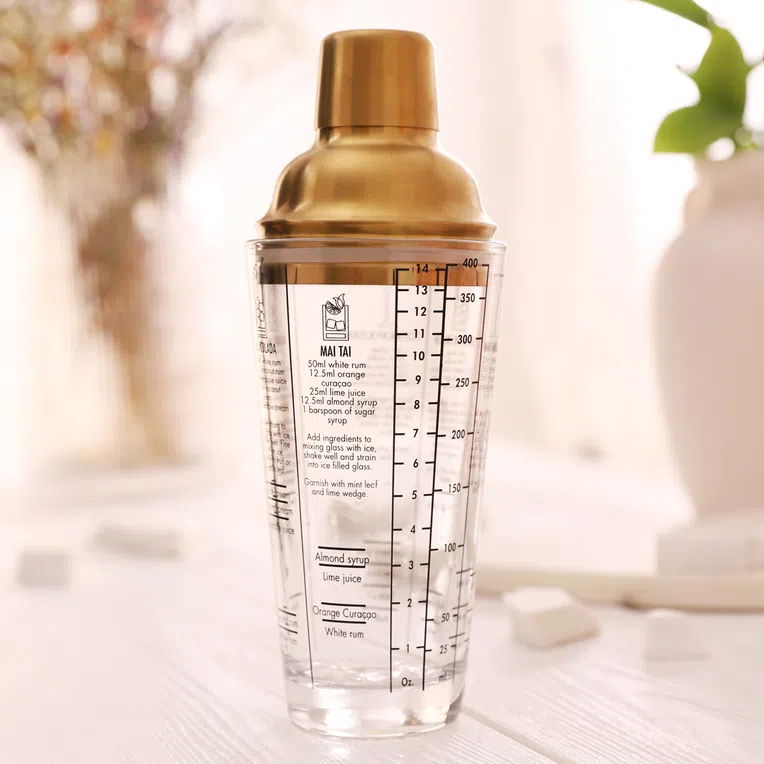 Shaker ALCOLE ze złotym wieczkiem 0,4 l