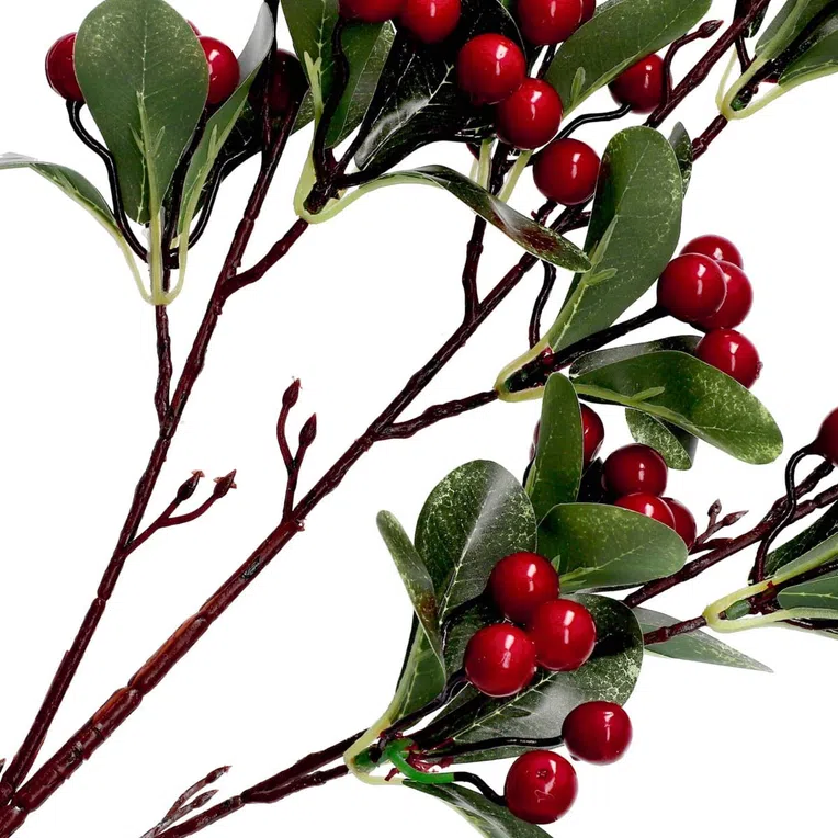 Gałązka REETA czerwona z listkami 100 cm