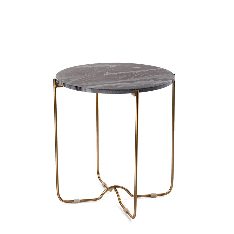 Stolik MARBLE z naturalnego marmuru szary 42x42x45 cm