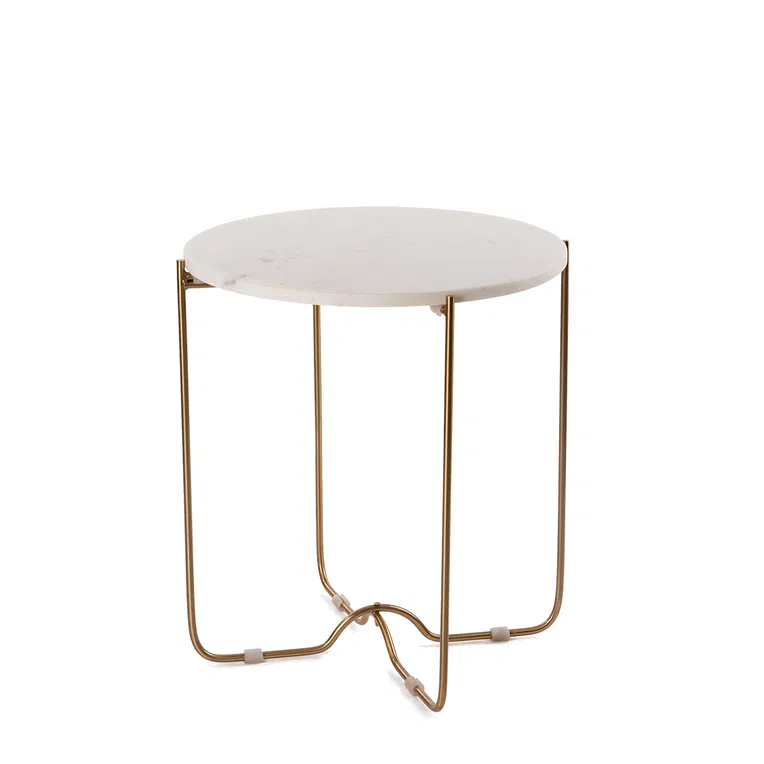 Stolik kawowy MARBLE z naturalnego marmuru biały 42x42x45 cm
