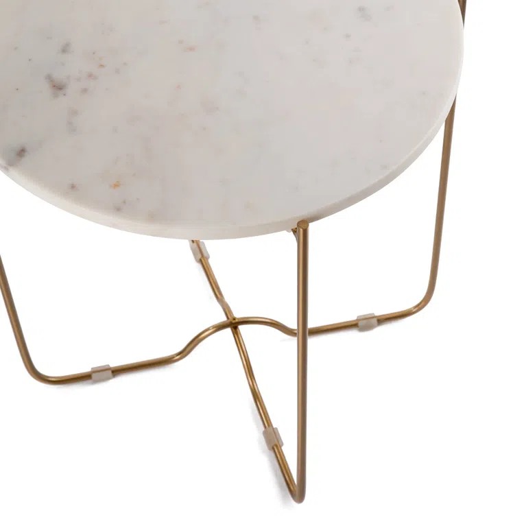 Stolik kawowy MARBLE z naturalnego marmuru biały 42x42x45 cm