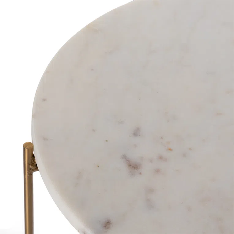 Stolik kawowy MARBLE z naturalnego marmuru biały 42x42x45 cm