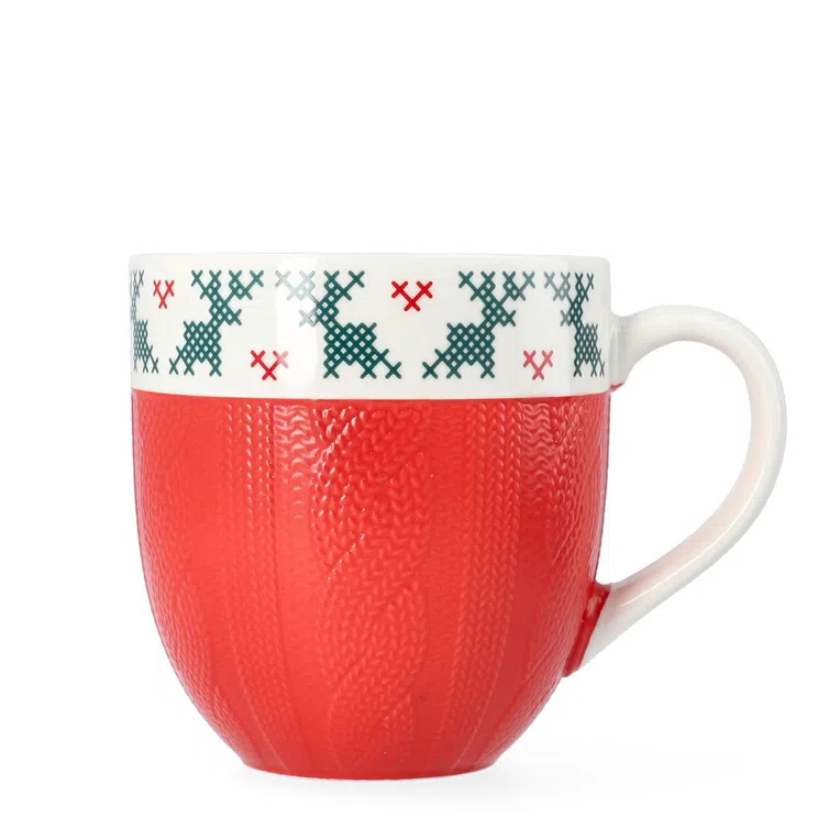 Kubek LAINE czerwony z reniferem 0,62 l