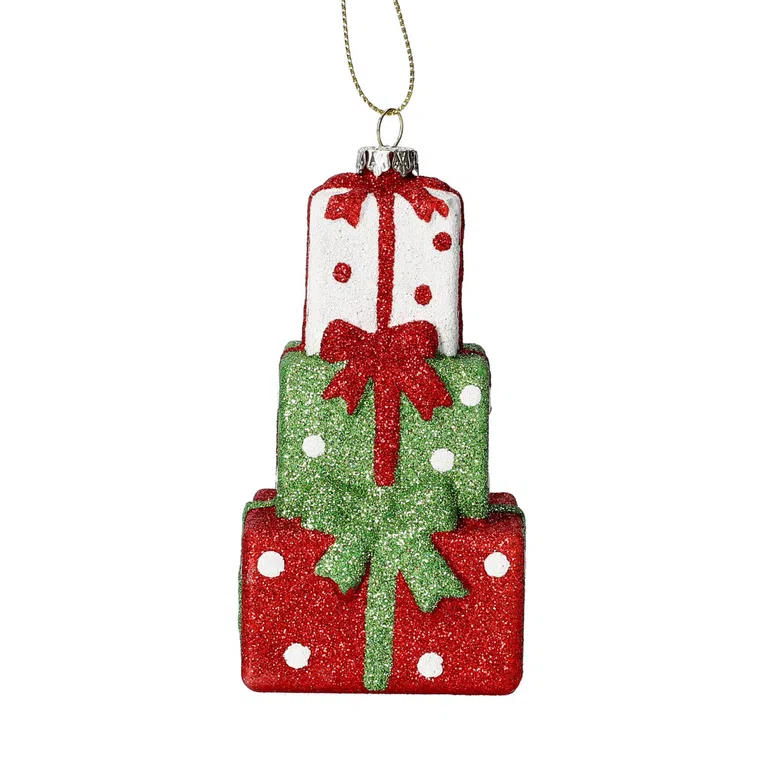 Zawieszka EVI RED prezent czerwono-zielony 10 cm