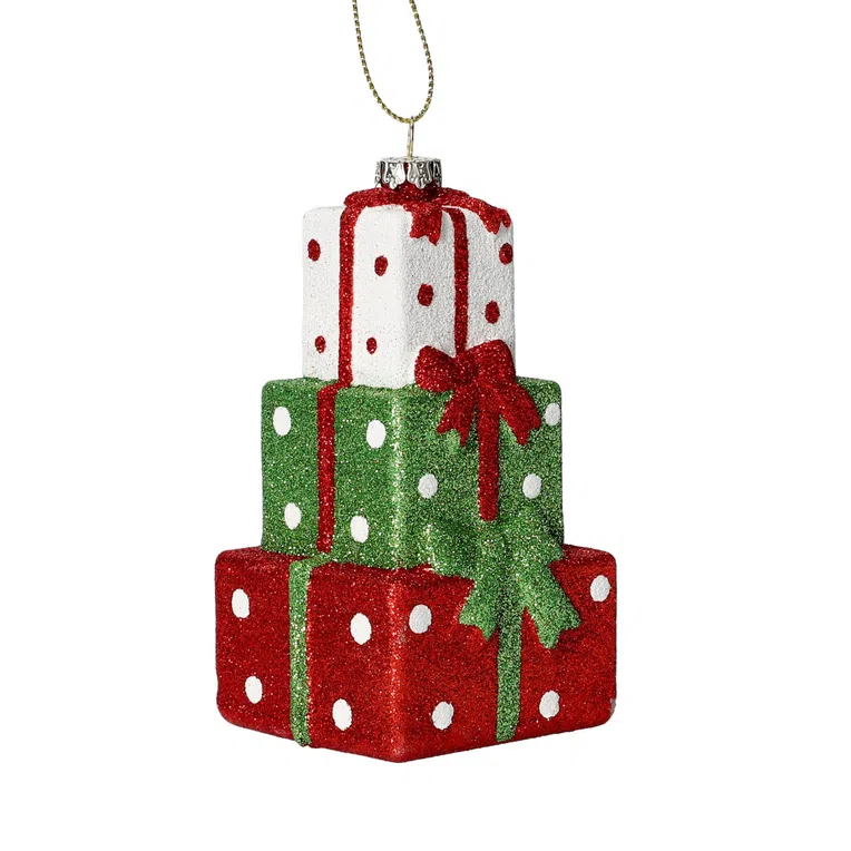 Zawieszka EVI RED prezent czerwono-zielony 10 cm