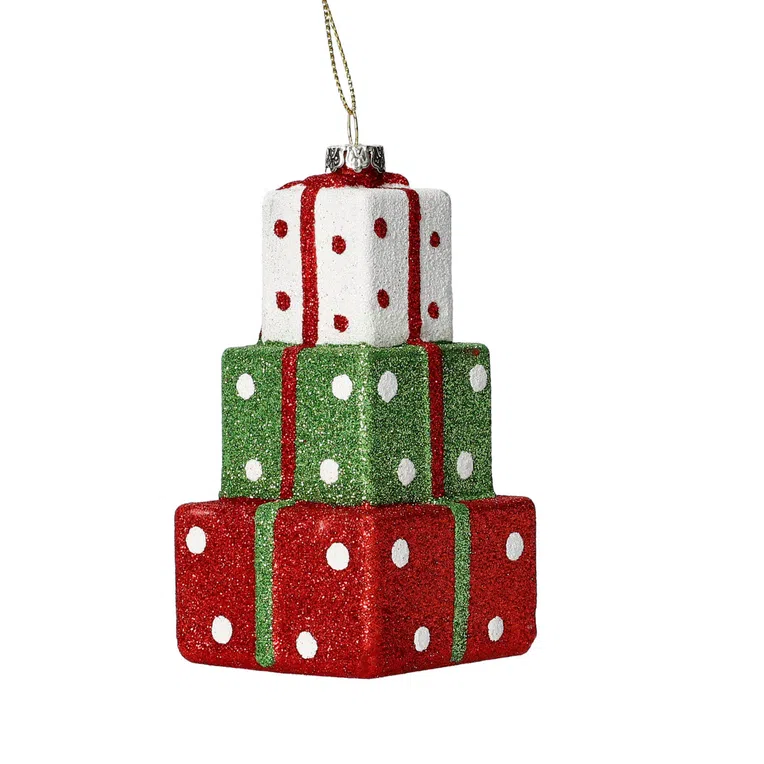 Zawieszka EVI RED prezent czerwono-zielony 10 cm