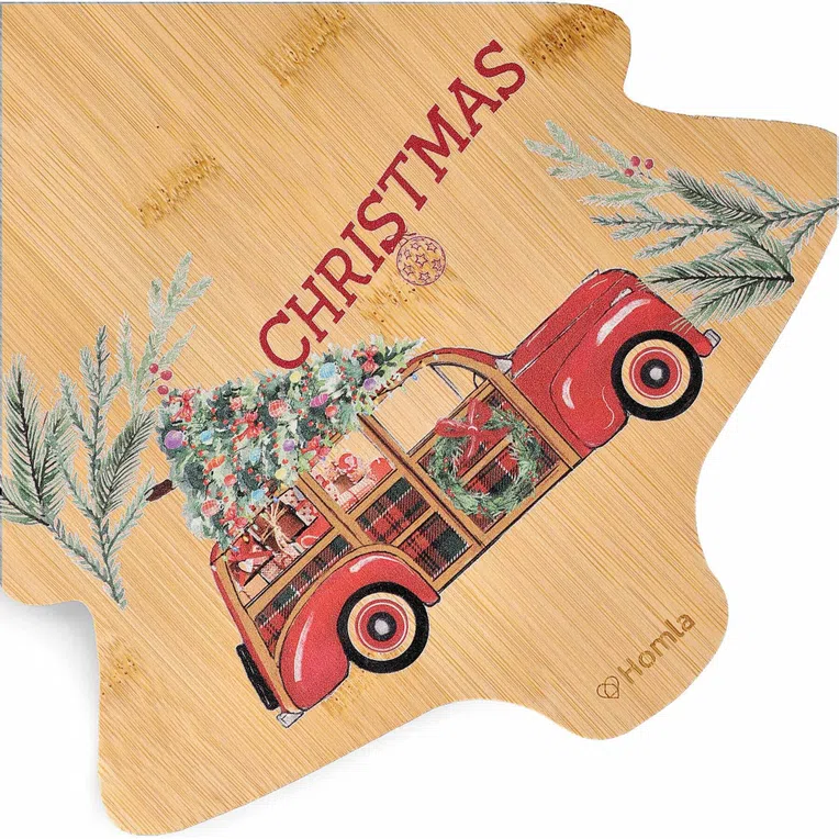 Deska BAMBOU CAR w kształcie choinki 22x28 cm