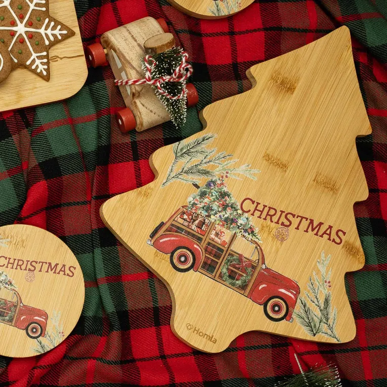 Deska BAMBOU CAR w kształcie choinki 22x28 cm