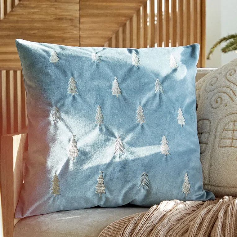 Poszewka ARBA w złote choinki miętowa 45x45 cm