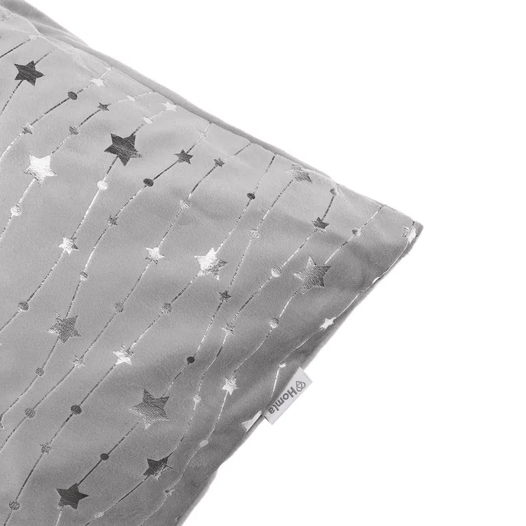 Poszewka FERIE w srebrne gwiazdki szara 45x45 cm