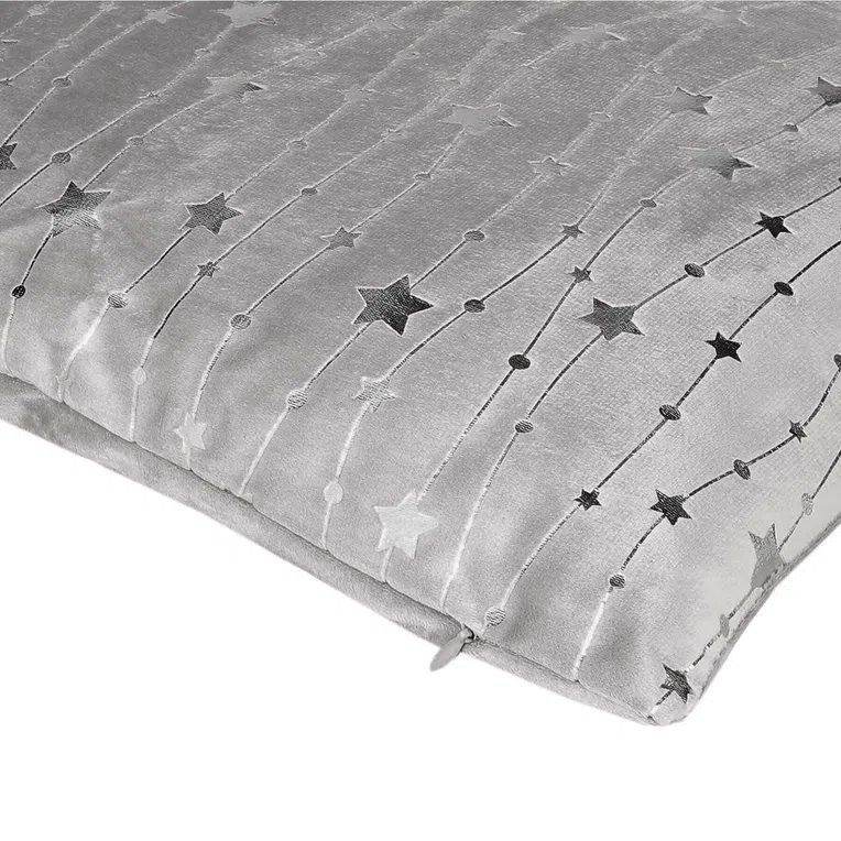 Poszewka FERIE w srebrne gwiazdki szara 45x45 cm