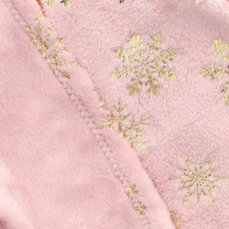 Koc TIANA w złote śnieżynki różowy 150x200 cm