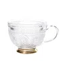 Filiżanka BARREL szklana wzorzysta ze złota nóżką 0,36 l