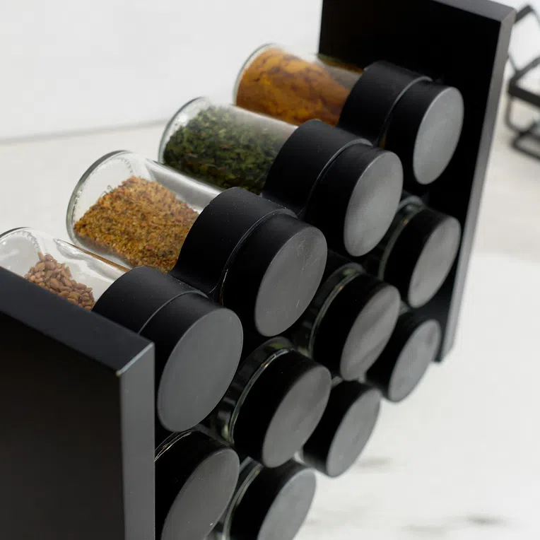 Przyprawnik OTTO czarny - 12 słoiczków 26x10x21 cm