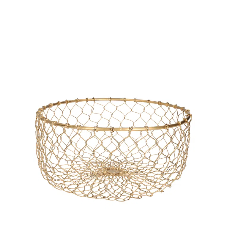 Koszyk RISSA okrągły złoty L 30x12 cm