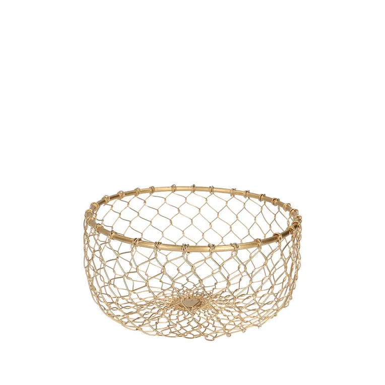 Koszyk RISSA okrągły złoty M 22x11 cm