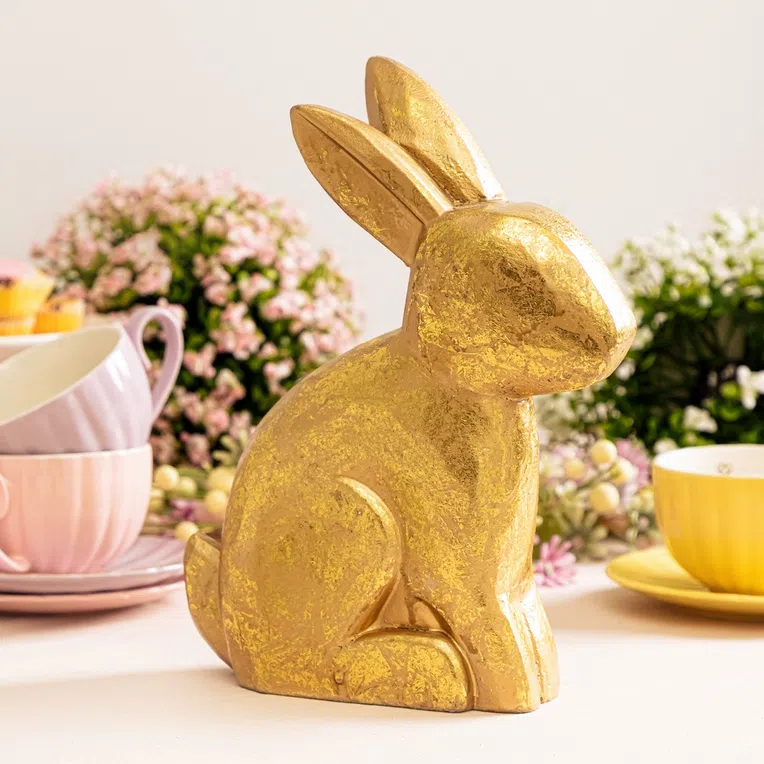 Figurka wielkanocna NEVES złoty zając 17x27 cm
