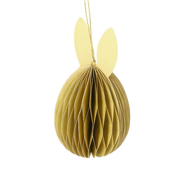 Zawieszka wielkanocna GALLA papierowa jajko z uszami żółte 15 cm