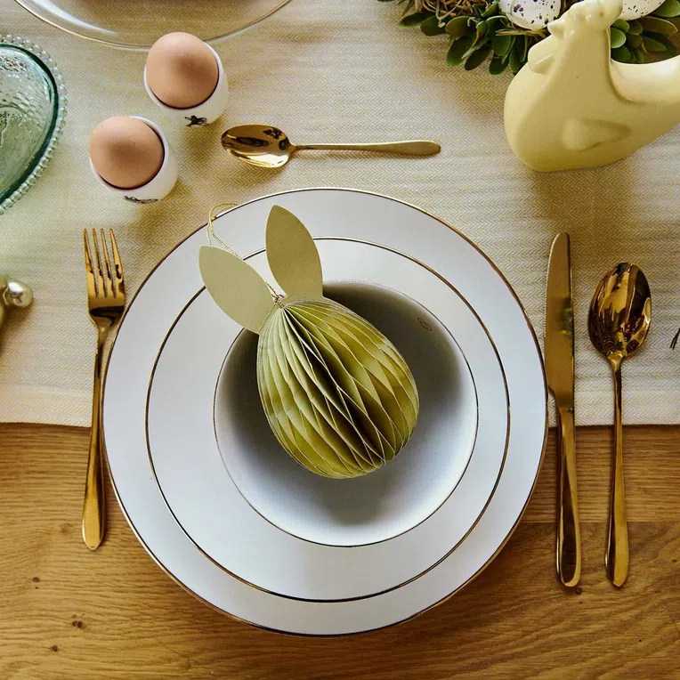 Zawieszka wielkanocna GALLA papierowa jajko z uszami żółte 15 cm