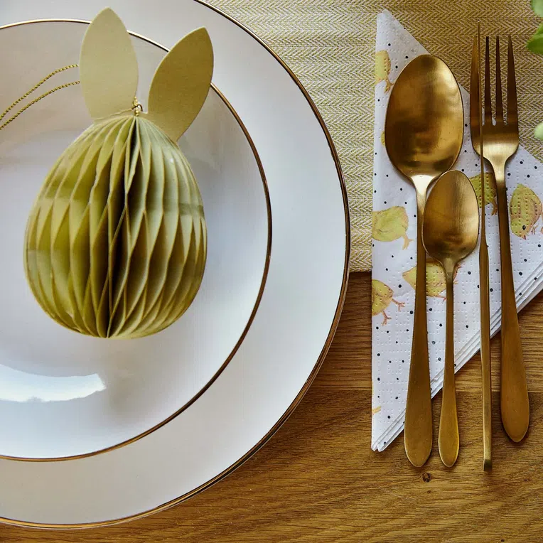 Zawieszka wielkanocna GALLA papierowa jajko z uszami żółte 15 cm