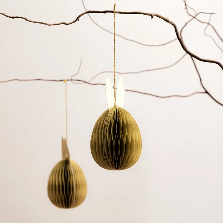 Zawieszka wielkanocna GALLA papierowa jajko z uszami żółte 15 cm