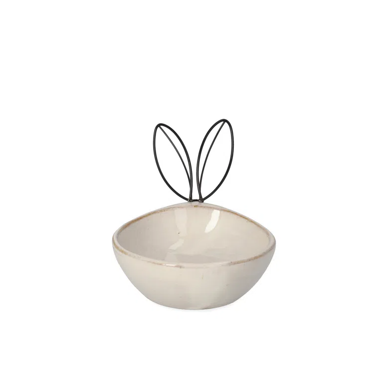 Miska wielkanocna KOBES ceramiczna z metalowymi uszami 16x13 cm