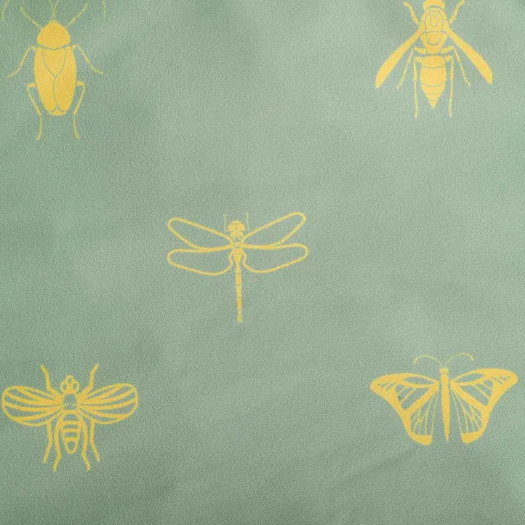 Pościel LURO z mikrofibry oliwkowa w owady 160x200 cm