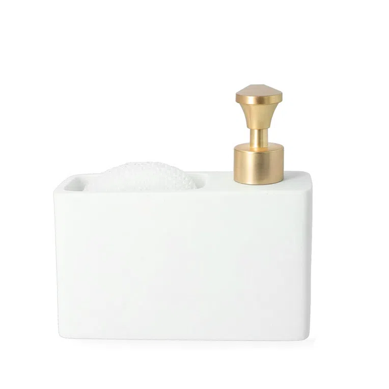 Dozownik TEANA biały ze złotą pompką 17x15 cm