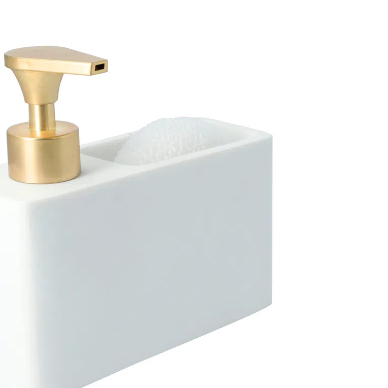 Dozownik TEANA biały ze złotą pompką 17x15 cm