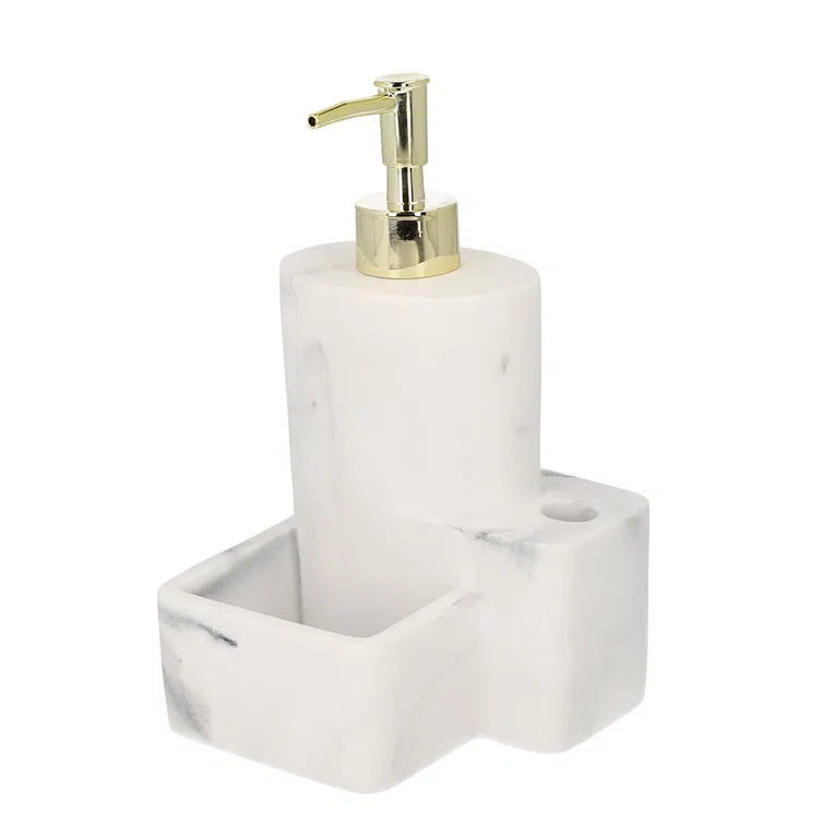 Dozownik MARMO marmurowy ze złotą pompką 12x20