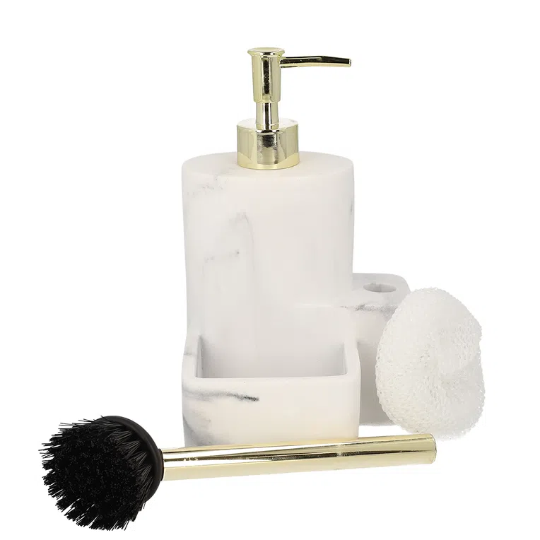 Dozownik MARMO marmurowy ze złotą pompką 12x20
