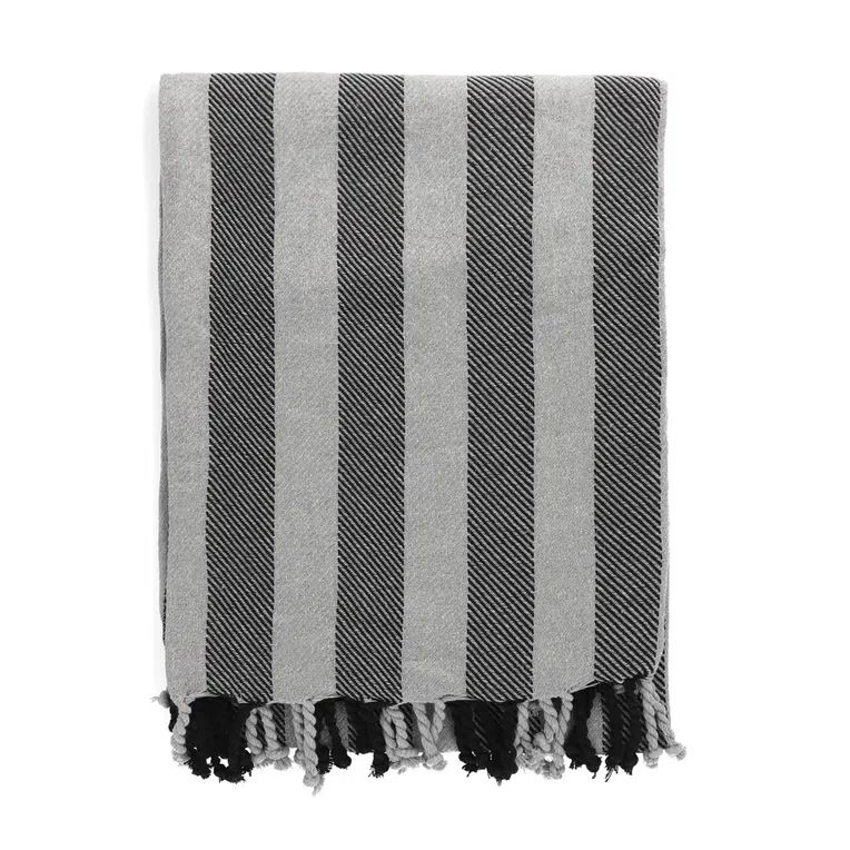 Pled ARRAN w paski szary 130x170 cm