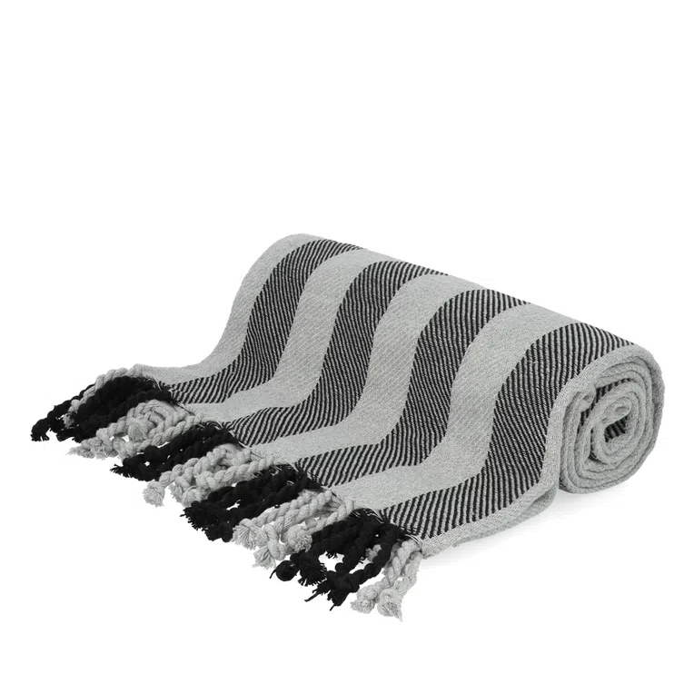 Pled ARRAN w paski szary 130x170 cm