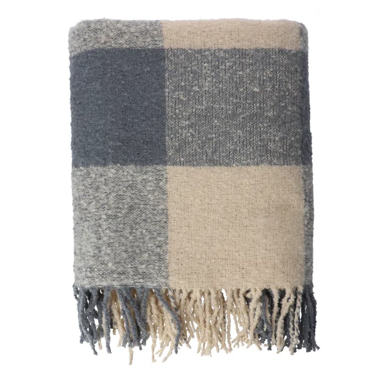 Koc ALLORA z przędzy boucle beżowy 130x170 cm