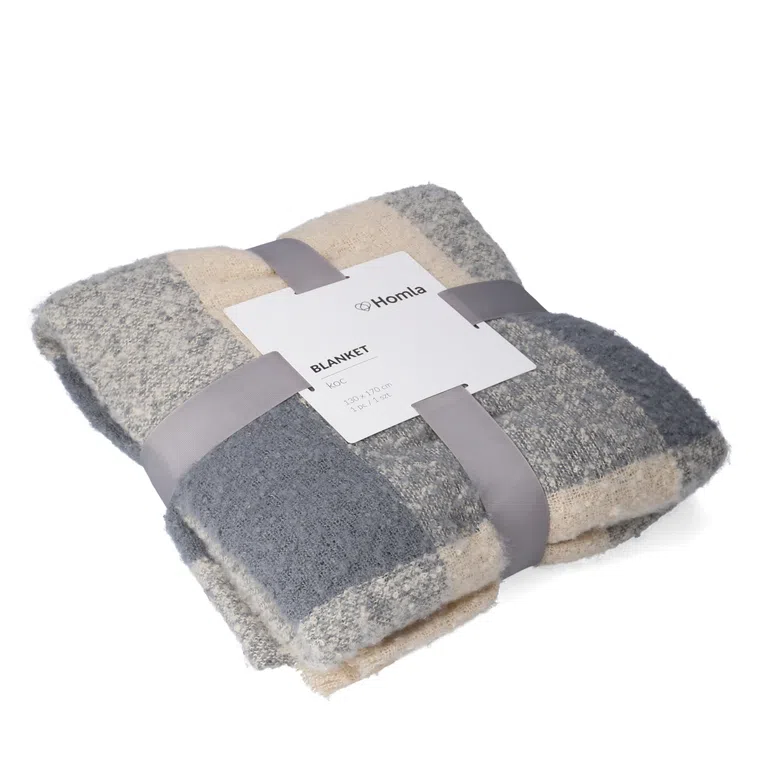 Koc ALLORA z przędzy boucle beżowy 130x170 cm