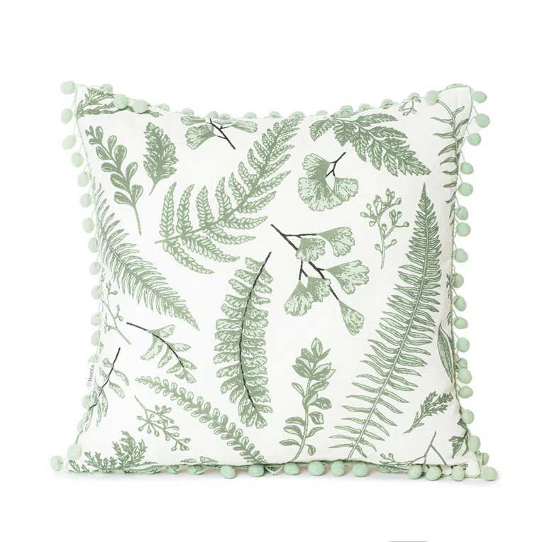 Poszewka ERVAS ecru z motywem roślinnym 45x45 cm