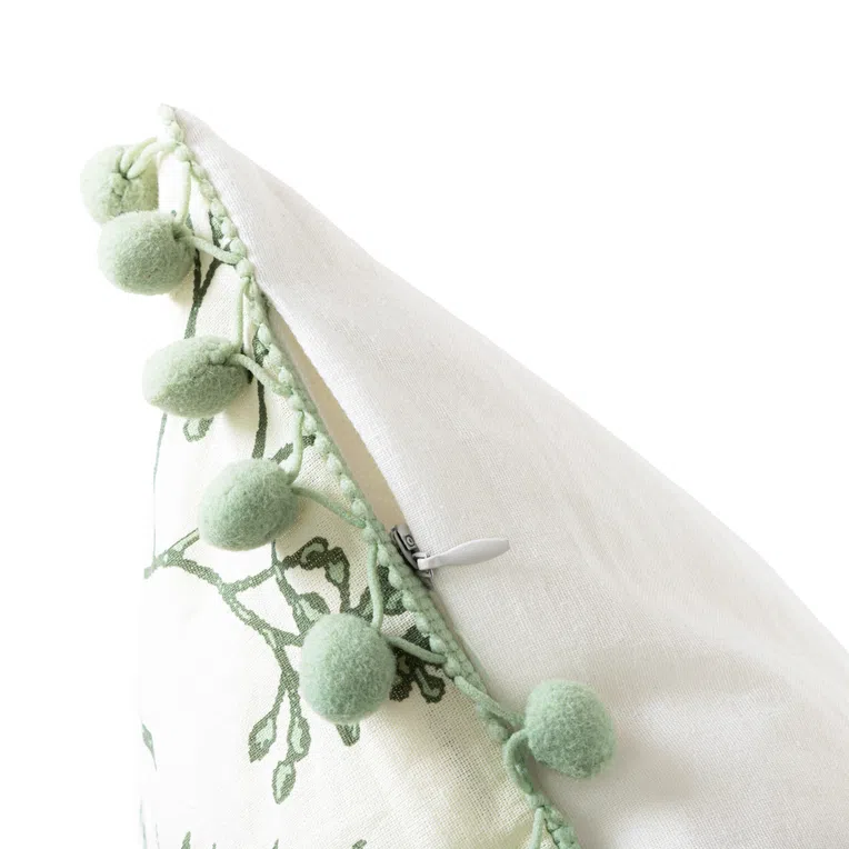 Poszewka ERVAS ecru z motywem roślinnym 45x45 cm