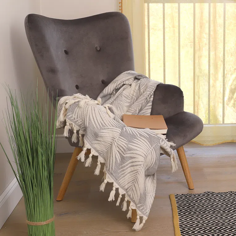 Pled EPING w liście szary 130x170 cm