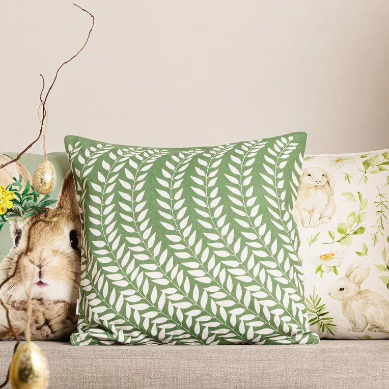 Poszewka PASCA zielona w listki 45x45 cm