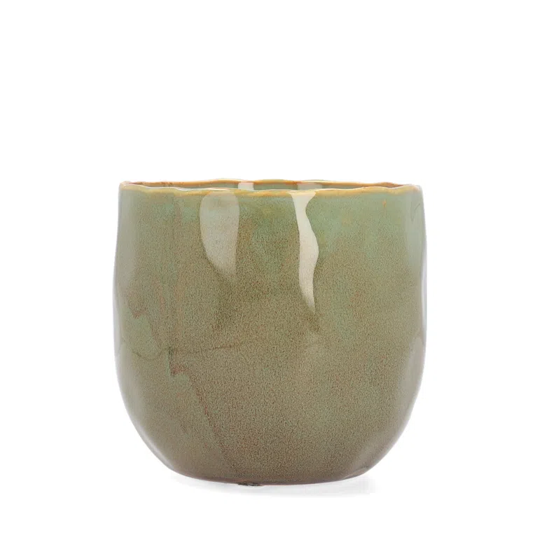 Osłonka na doniczkę RONA ceramiczna zielona 13x12 cm