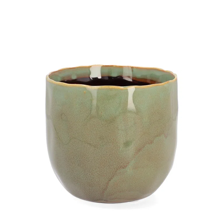 Osłonka na doniczkę RONA ceramiczna zielona 13x12 cm