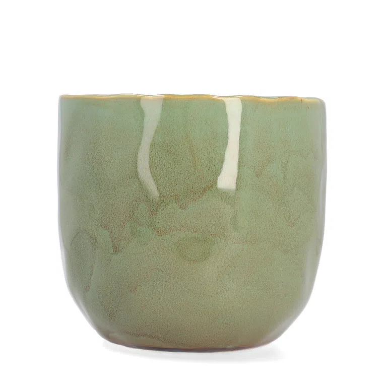 Osłonka na doniczkę RONA ceramiczna zielona 15.5x14.5 cm