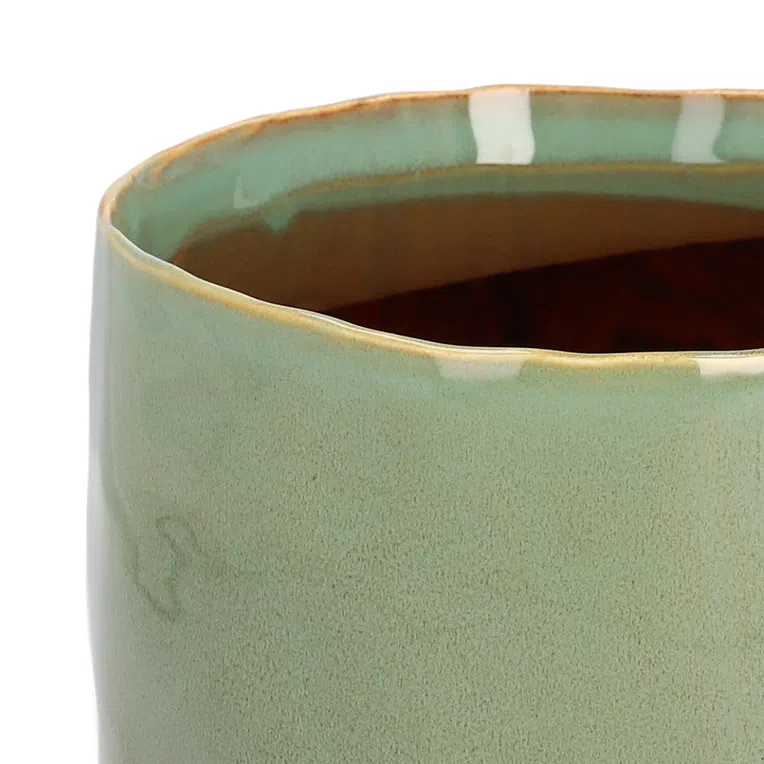 Osłonka na doniczkę RONA ceramiczna zielona 15.5x14.5 cm
