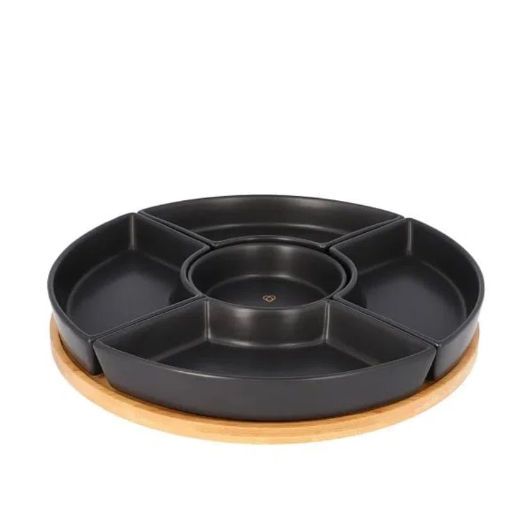 Półmisek FINCAN z czarnymi miseczkami i obrotową tacą 30 CM