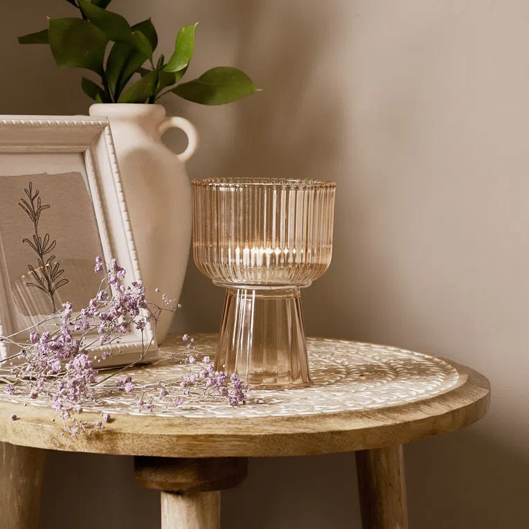 Lampion TAZA beżowy 10x13 cm