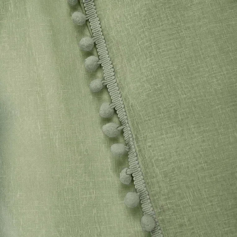 Firanka ADI z pomponikami pistacjowa 140x250 cm